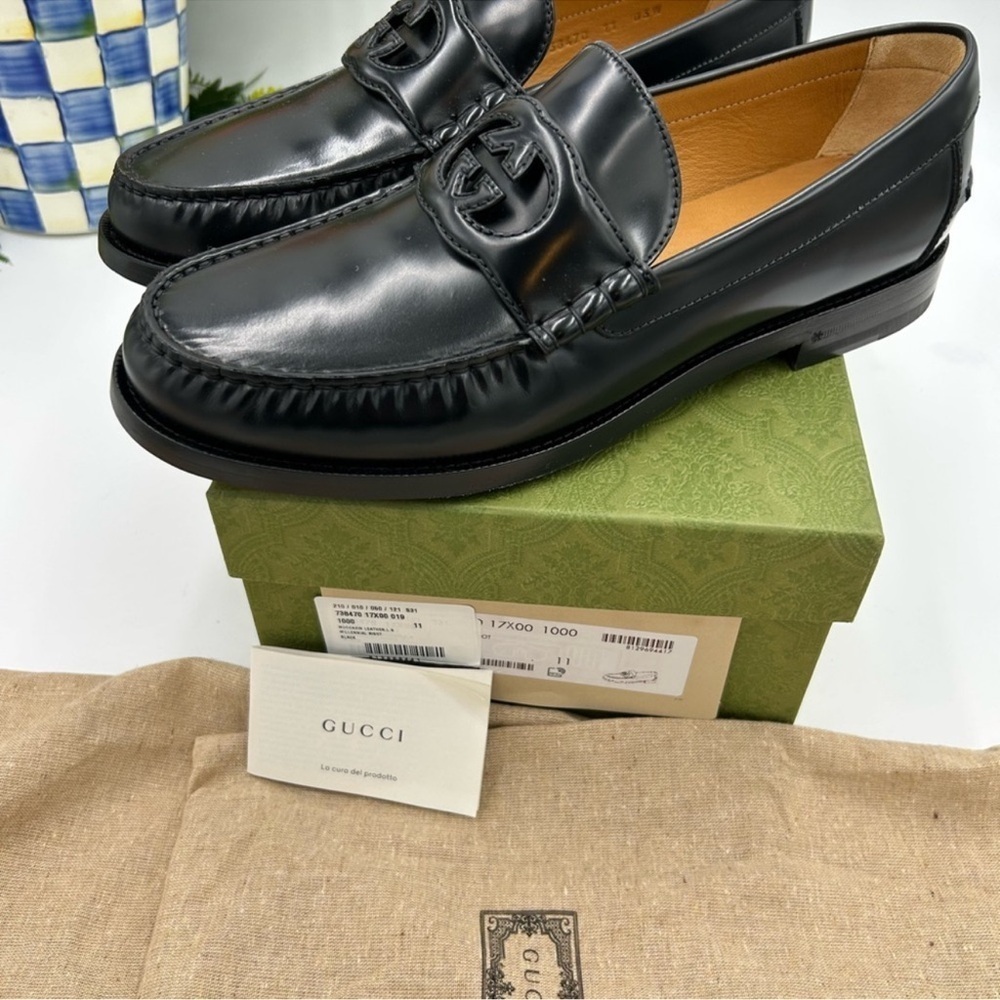 Men’s Gucci interlocking GG leather loafers size 11 made in Italy - Picture 5 of 13